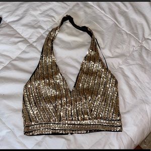Gold sequin fashion nova crop top